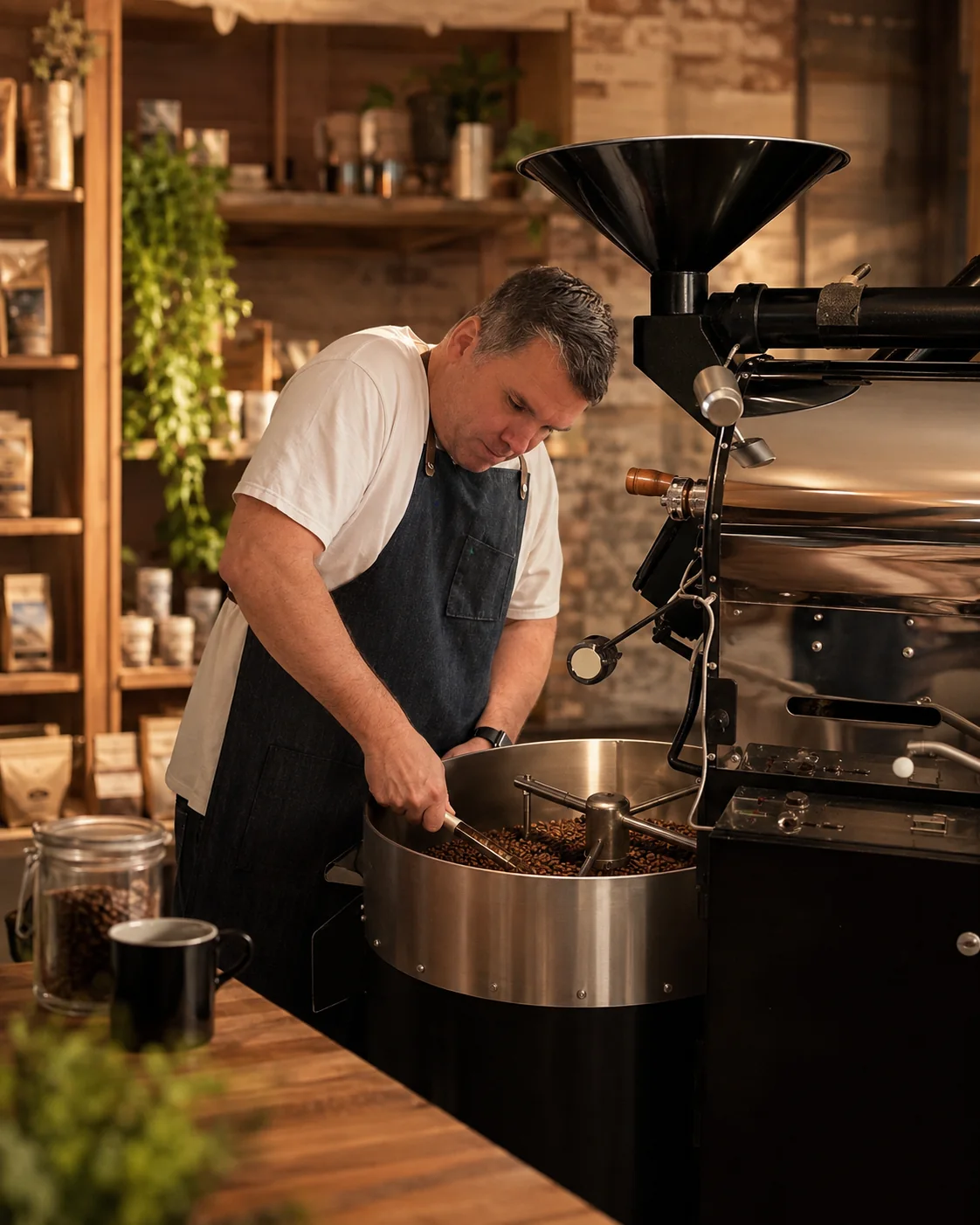 luc Torréfacteur des Cafés d’Aurélie au travail