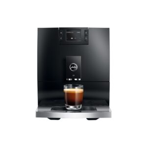 JURA C3 Piano Black de face avec café