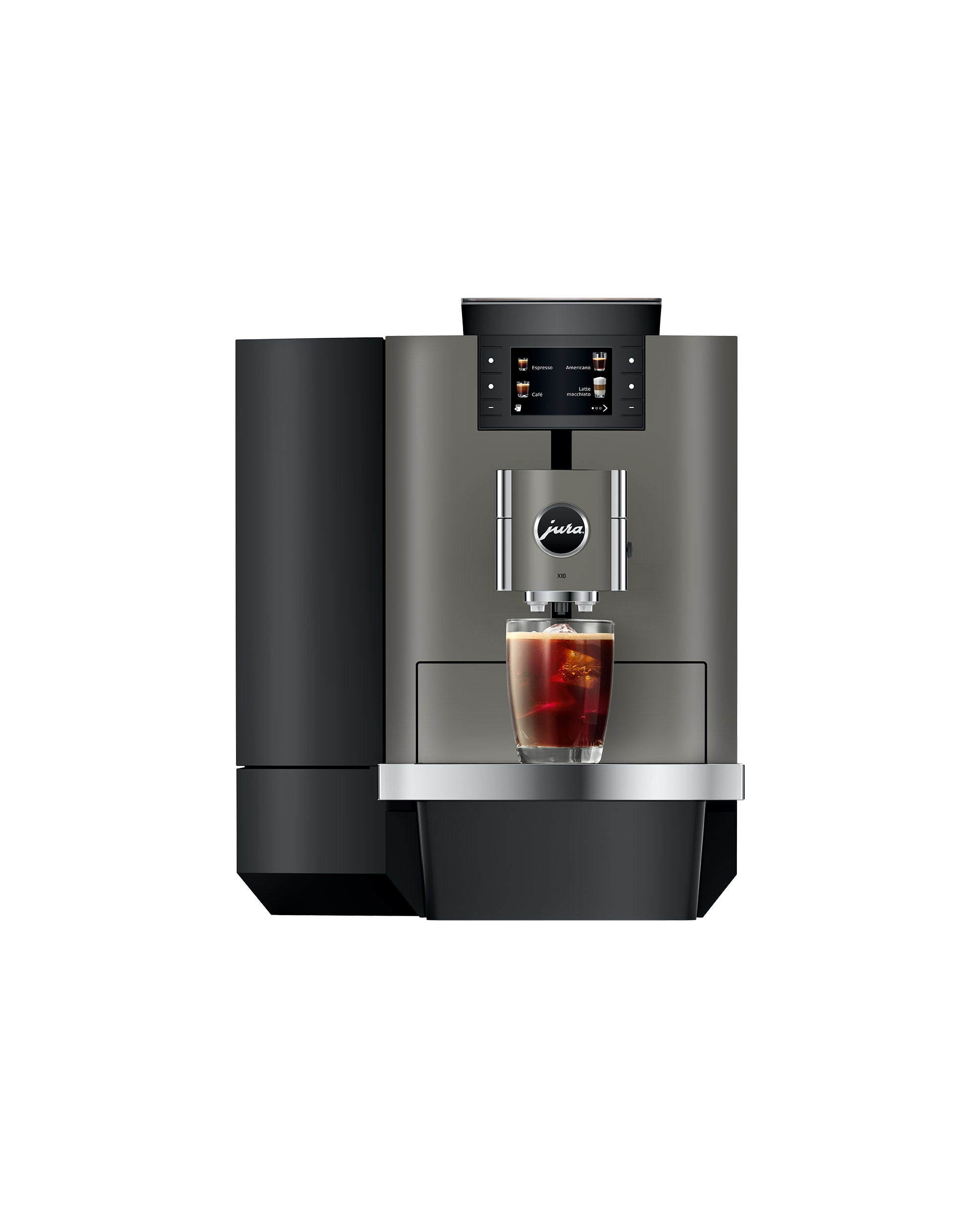 JURA X10 Dark Inox préparant un café Cold Brew