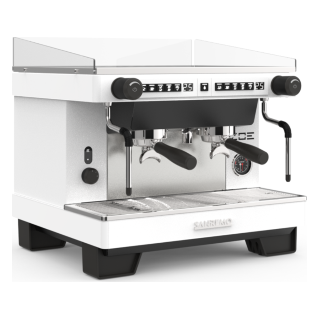 Machine à espresso Sanremo Zoe — Compact, 2 groupes, blanche